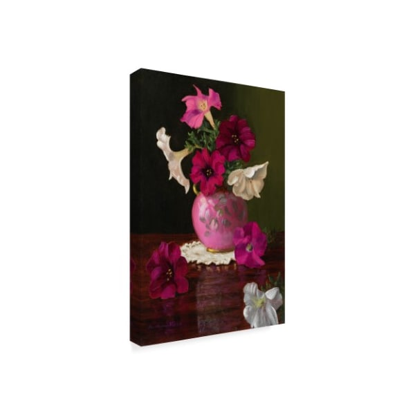 Christopher Pierce 'Petunias In Pink Vase' Canvas Art,30x47